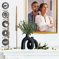 Matt-Schwarze Keramikvasen Set - Moderner Deko-Vasen für Wohnzimmer, Esstisch, Bücherregal & Kamin, Minimalistische Vasen für Diele und TV-Schrank