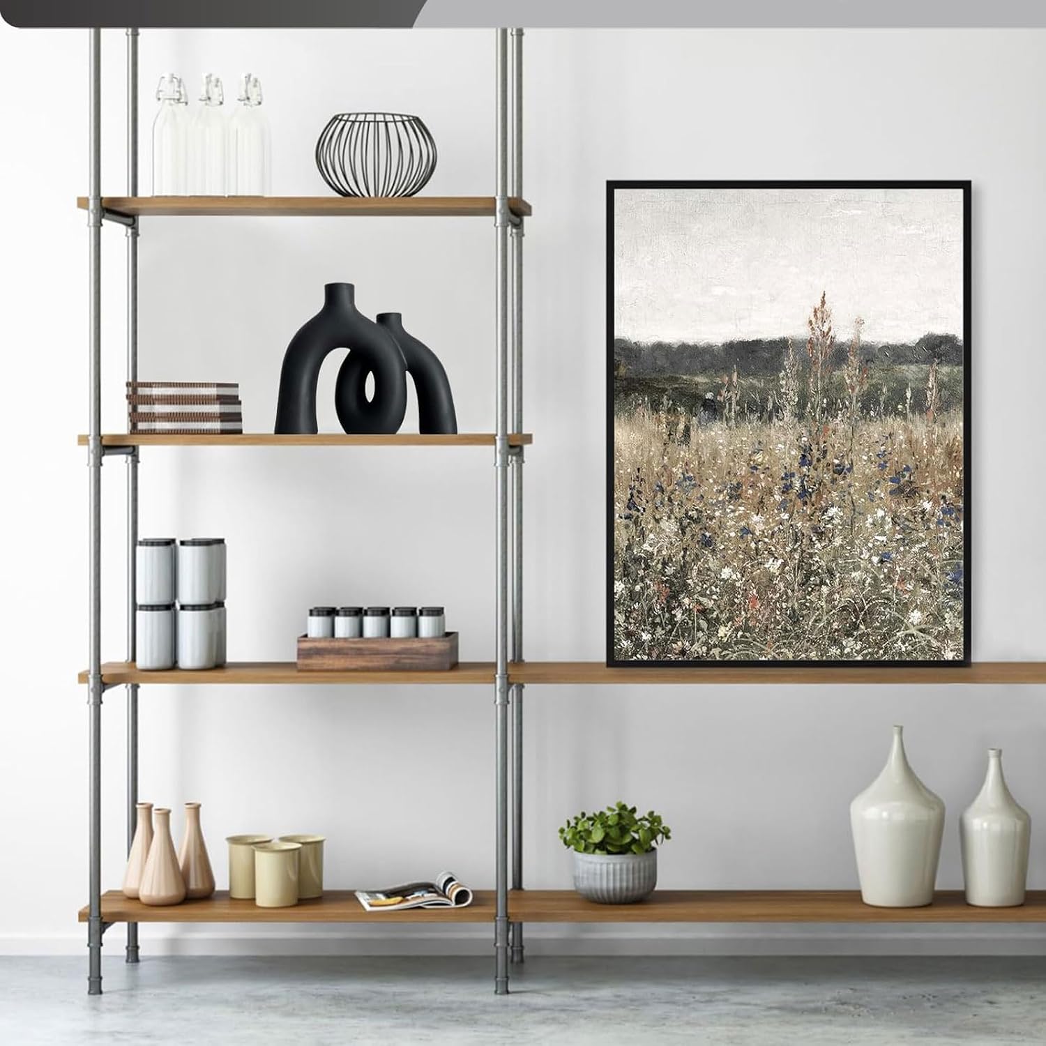 Matt-Schwarze Keramikvasen Set - Moderner Deko-Vasen für Wohnzimmer, Esstisch, Bücherregal & Kamin, Minimalistische Vasen für Diele und TV-Schrank