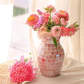 Pink Glasvase für Blumen - Moderne Boho Blumenvase für Tischdeko, Deko Vasen für Wohnzimmer, Küche, Home, Fensterbank & Regal