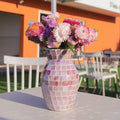 Pink Glasvase für Blumen - Moderne Boho Blumenvase für Tischdeko, Deko Vasen für Wohnzimmer, Küche, Home, Fensterbank & Regal