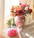 Pink Glasvase für Blumen - Moderne Boho Blumenvase für Tischdeko, Deko Vasen für Wohnzimmer, Küche, Home, Fensterbank & Regal