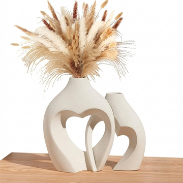Weiße herzförmige Keramikvase 2er Set Keramik Vase Matt Deko